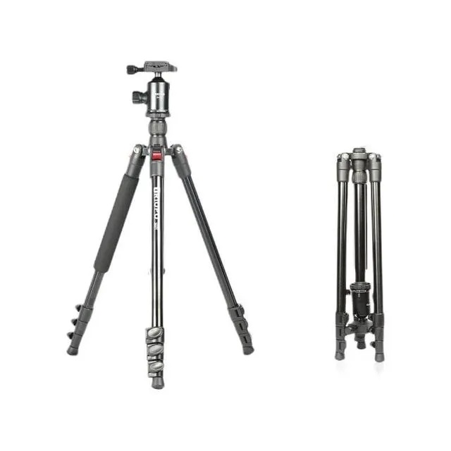 便携支架配件：黑色铝合金三脚架与可折叠手机支架