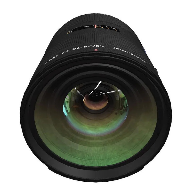 变焦镜头产品图：24-70mm f/2.8标准变焦镜头，黑色镜身