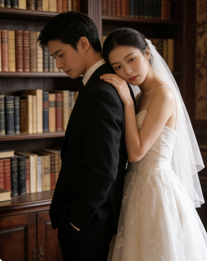 书架背景婚纱照