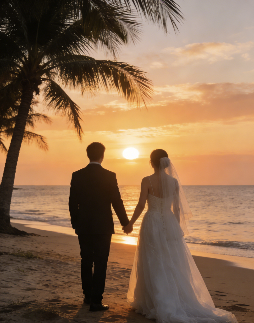 沙滩日落婚纱照