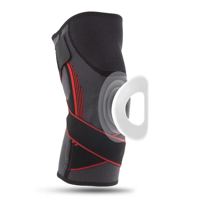 Professional Basketball Knee Compression Sleeve product visualization on athletic leg, showcasing gradient compression and silicon grip