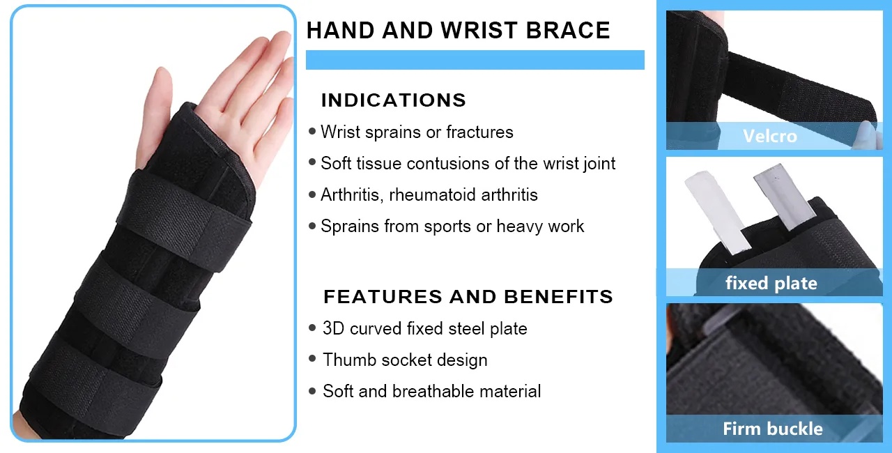 Knob wrist brace in use on adult wrist demonstrating proper fit during typing or daily activities