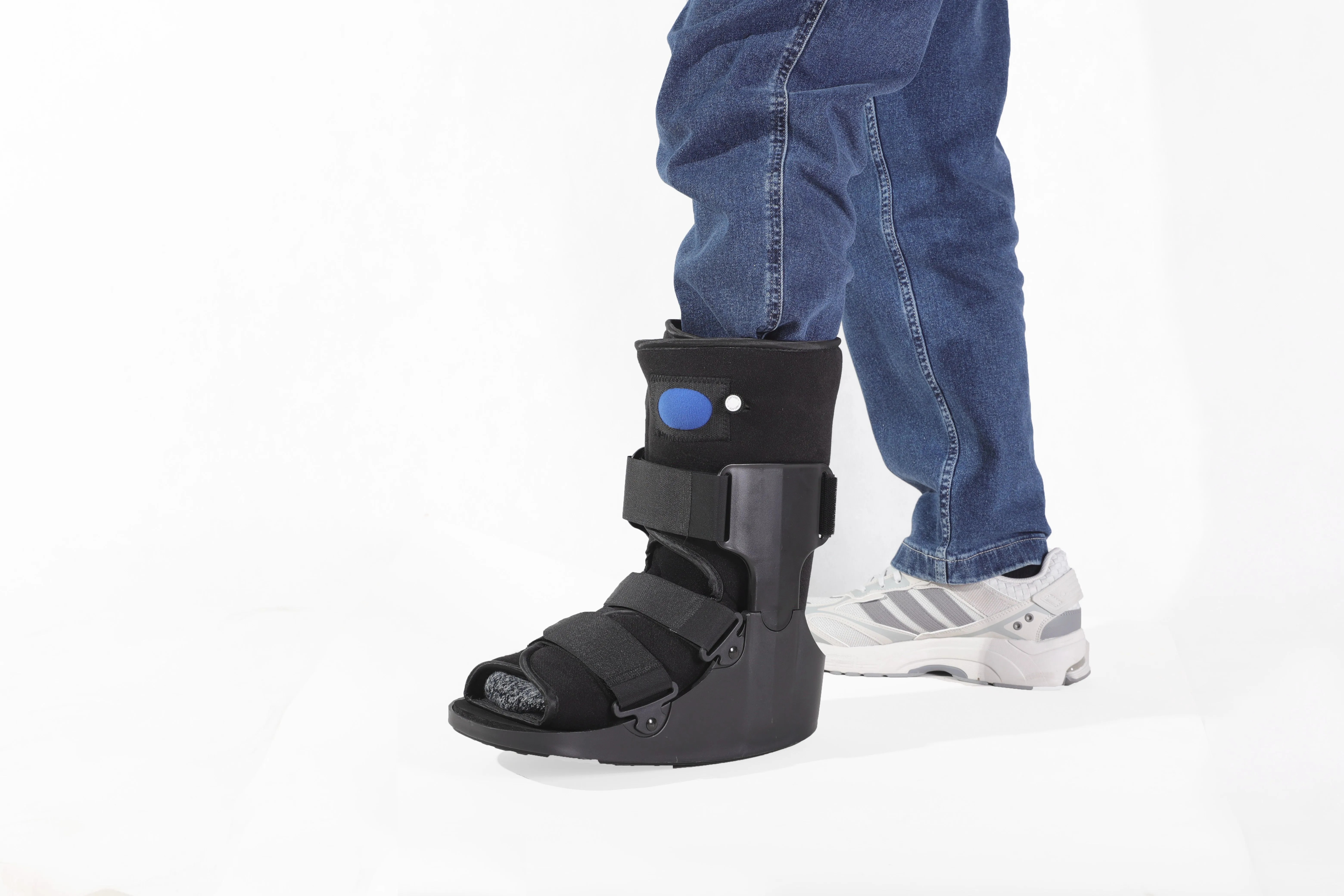 Walking boot for stress fracture - Product in use during rehabilitation walking exercise