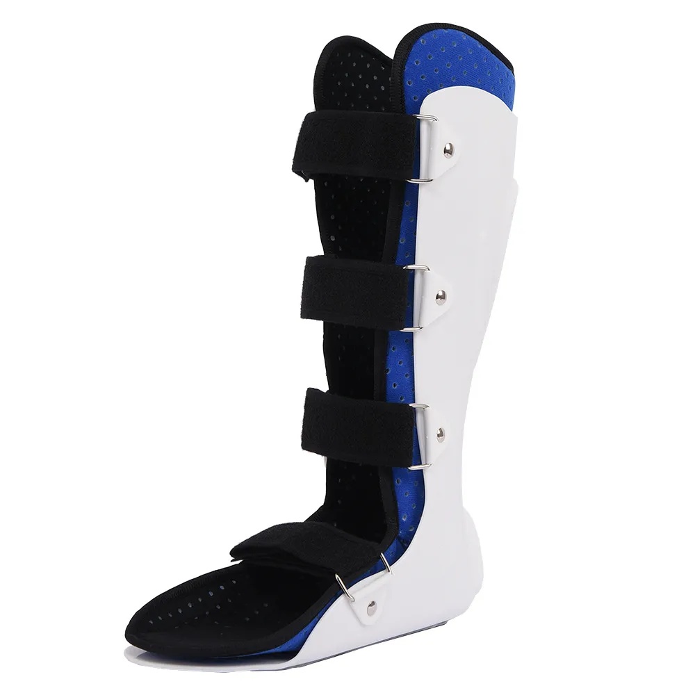Best Walking Boot For Stress Fracture - Medical orthopedic boot with adjustable straps, white color, shown on foot model