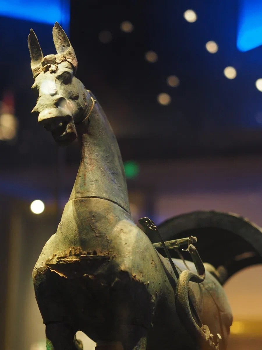 东汉铜车马静立展台展现青铜工艺细节_1