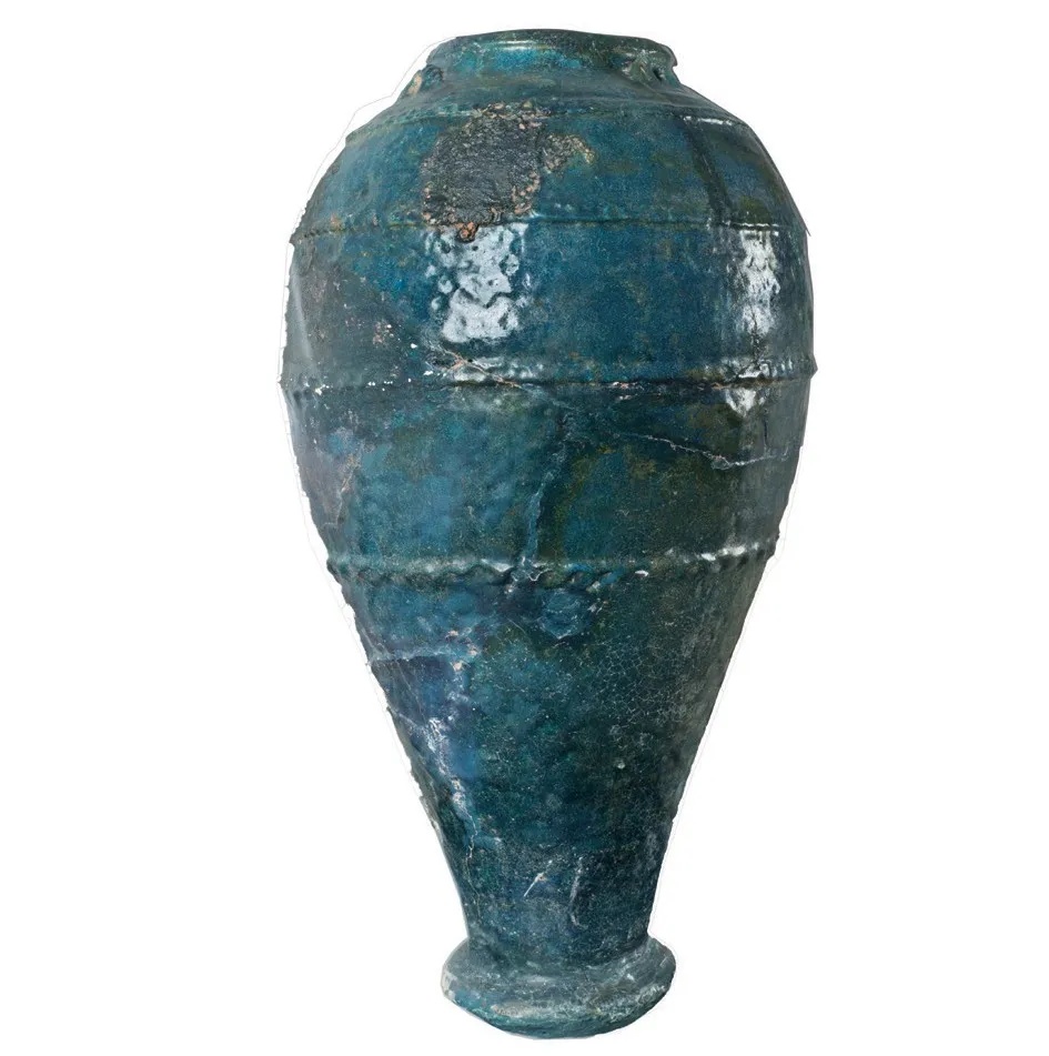 福建博物院孔雀绿釉陶瓶展现五代十国波斯风格釉色细节_1