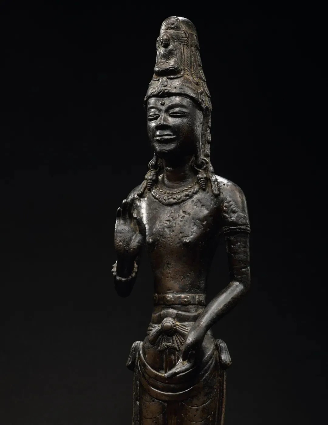 铜鎏金阿嵯耶观音立像正面展示庄严立姿_1