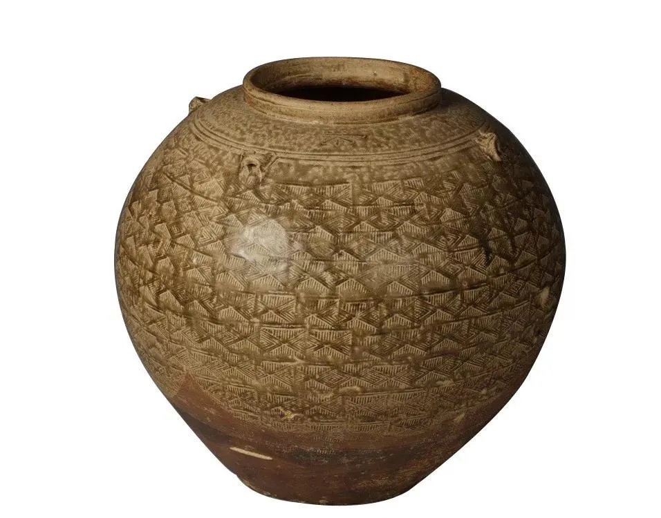 东汉四系印纹青瓷罍 茶字铭文清晰可见_1